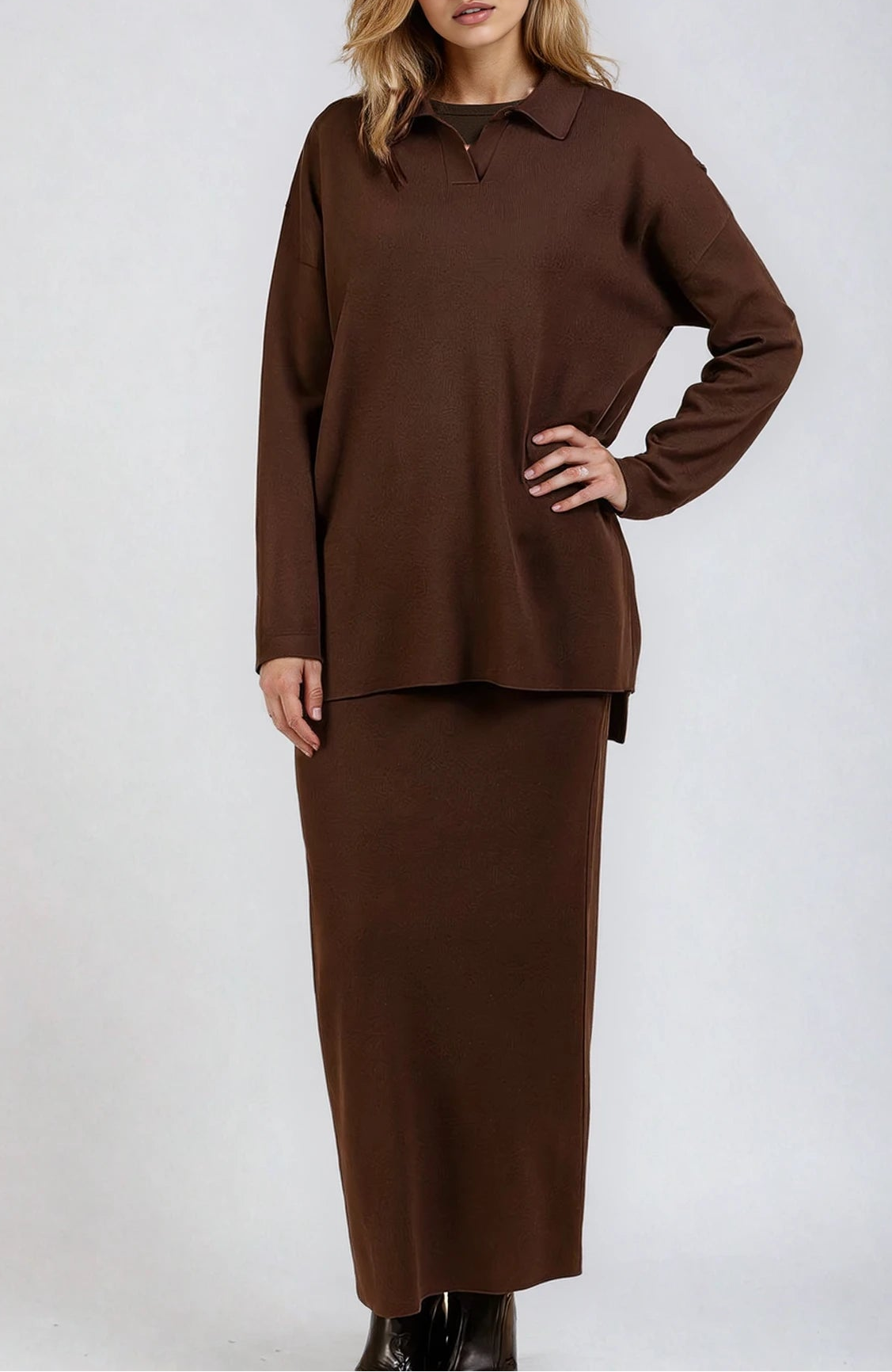 SKIRT TWINSET DARK BROWN